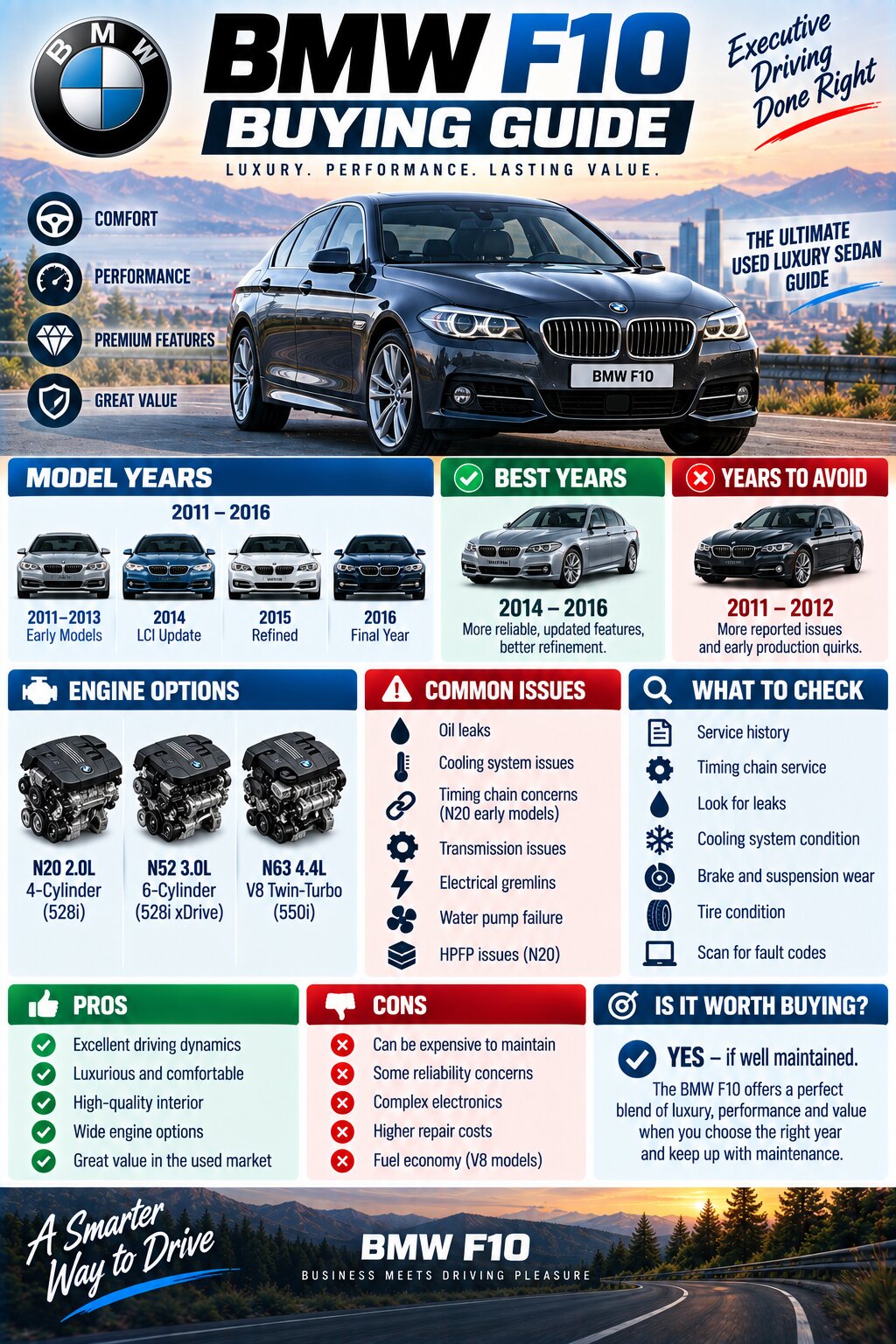 BMW F10 Buying Guide Infographic