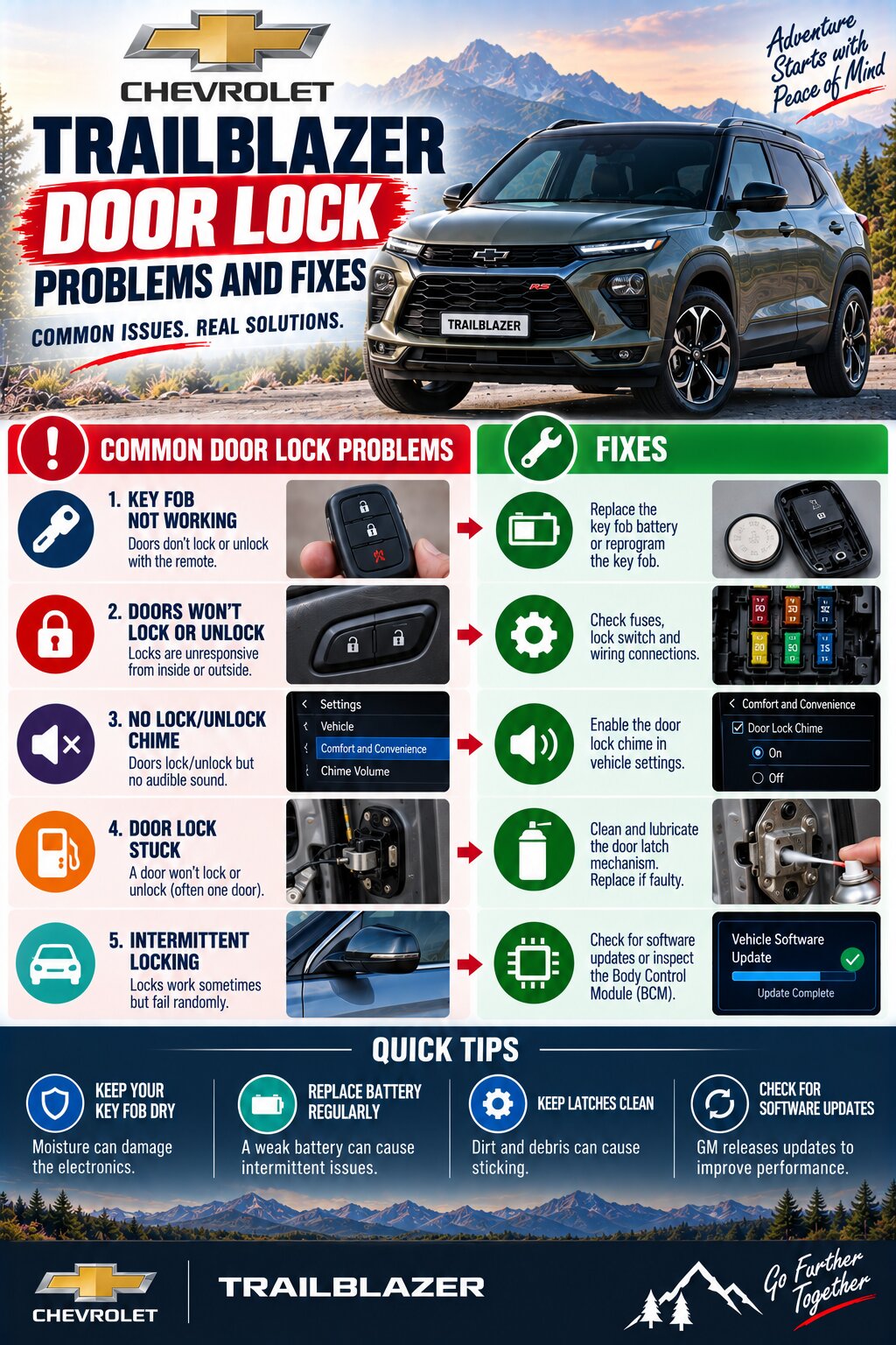 Chevy Trailblazer Door Lock Problems and Fixes Infographic  