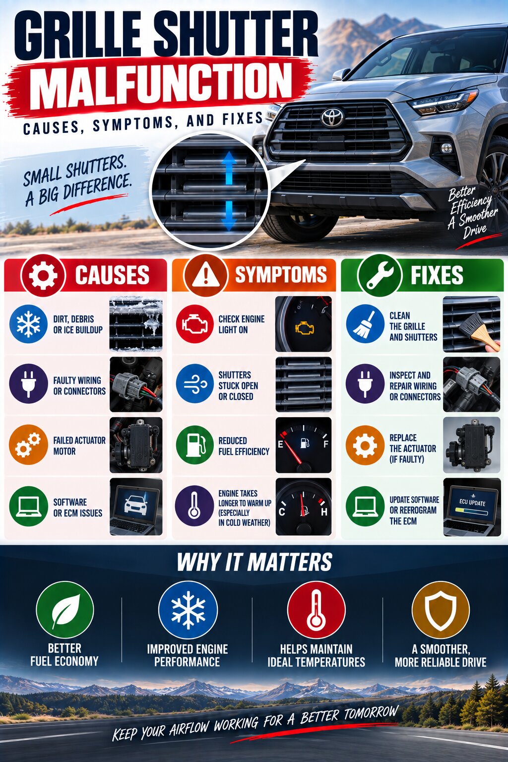 Grille Shutter Malfunction Infographic