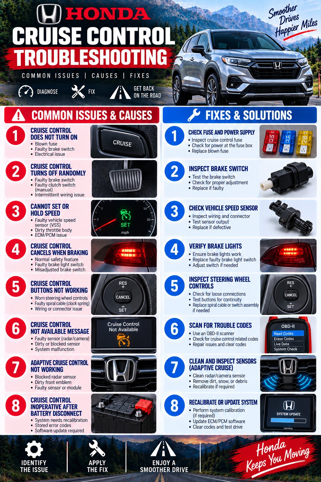 Honda Cruise Control Troubleshooting Infographic