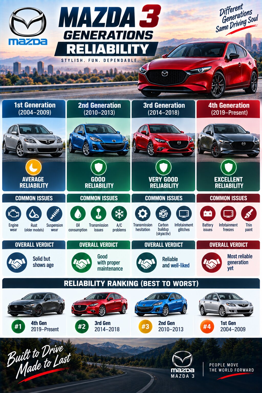 Mazda 3 Generations Reliability: Best and Worst Sedan Years?