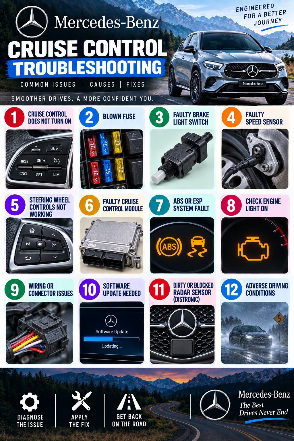 Mercedes Cruise Control Troubleshooting Infographic