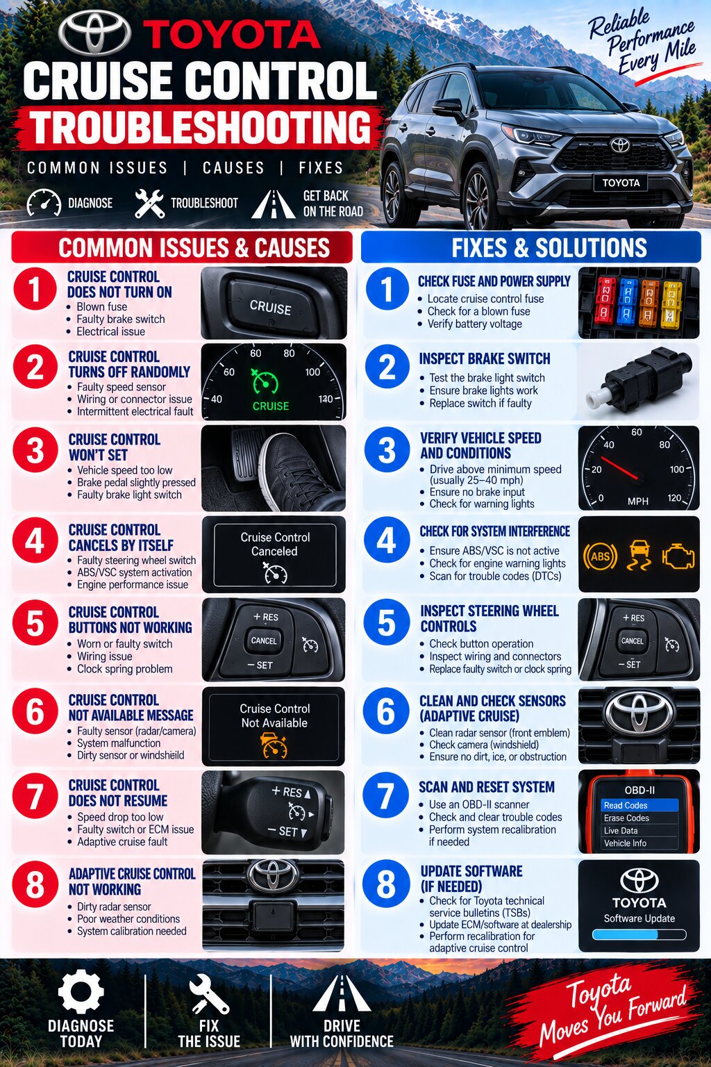Toyota Cruise Control Troubleshooting (Model-Wise Guide)